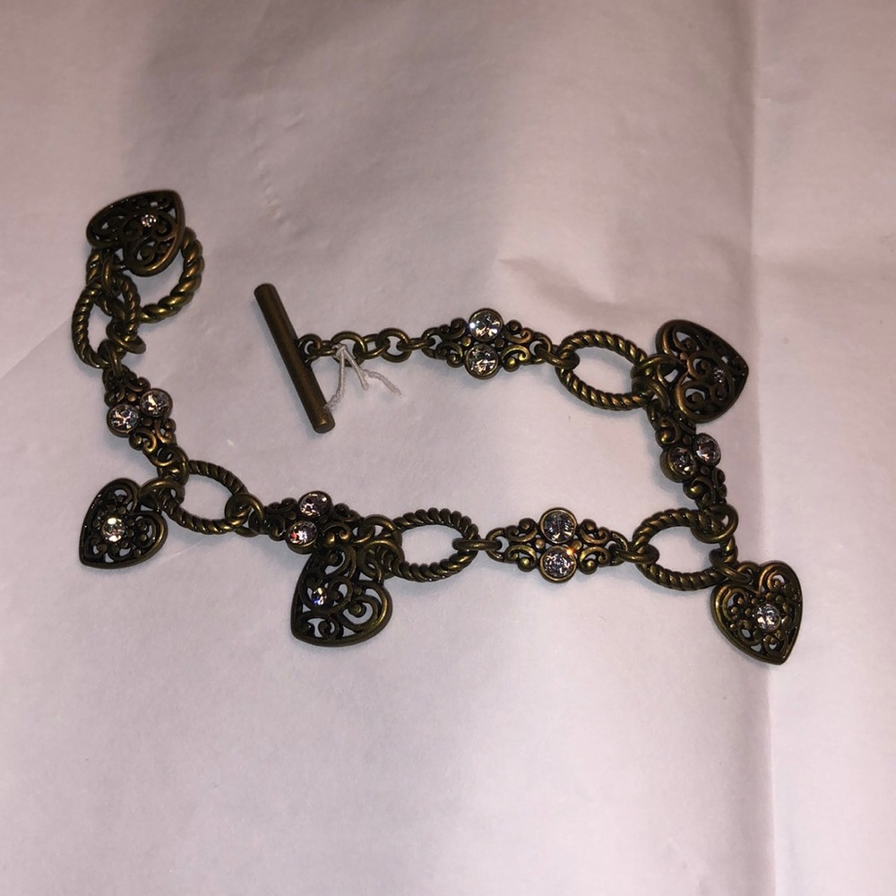 Lia Sophia Jewelry Lia Sophia‎ Heart Charm Bracelet Gold Bronze tone.